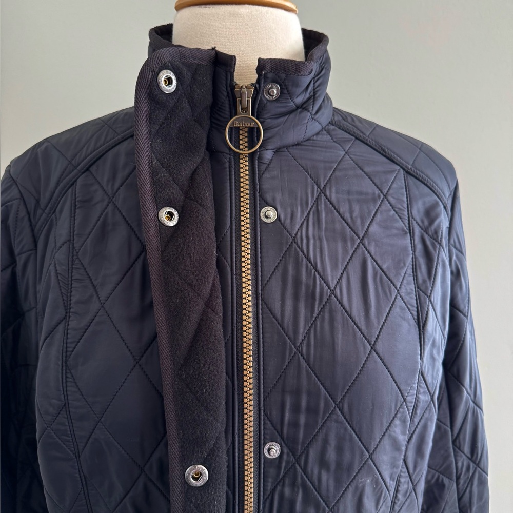 Barbour Cavalry Polarquilt Quilted Jacket Women's Black Size US 8 - Picture 8 of 11